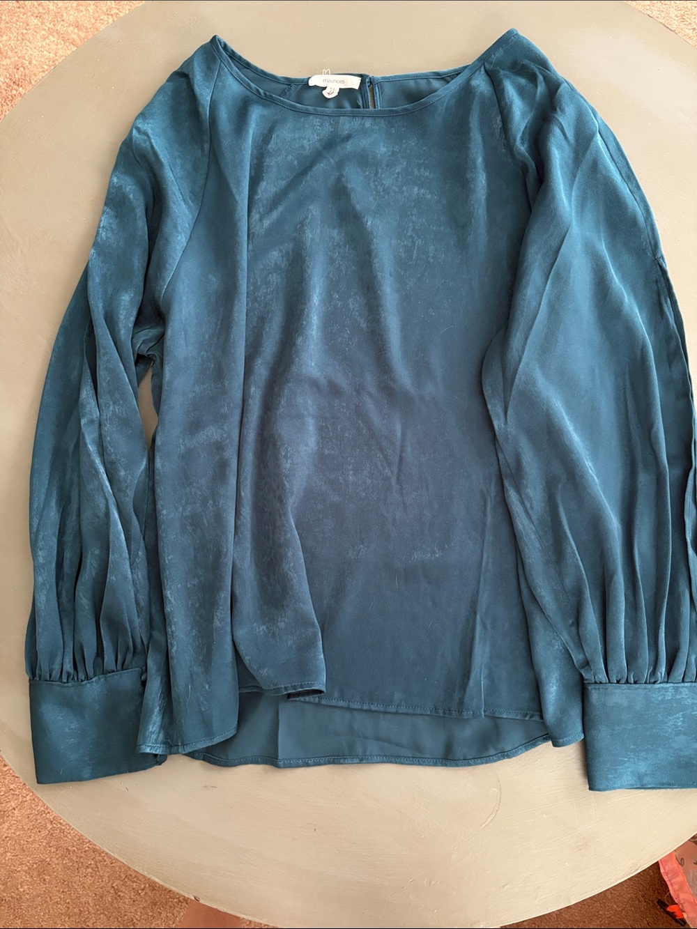 Maurices Teal Satin Long-Sleeve Blouse